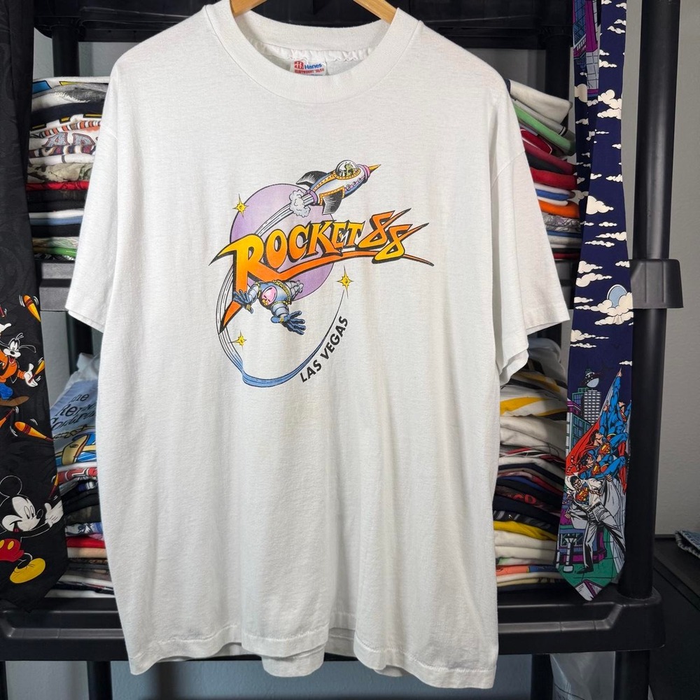 90s White Las Vegas Rocket 88 Graphic T-Shirt XL